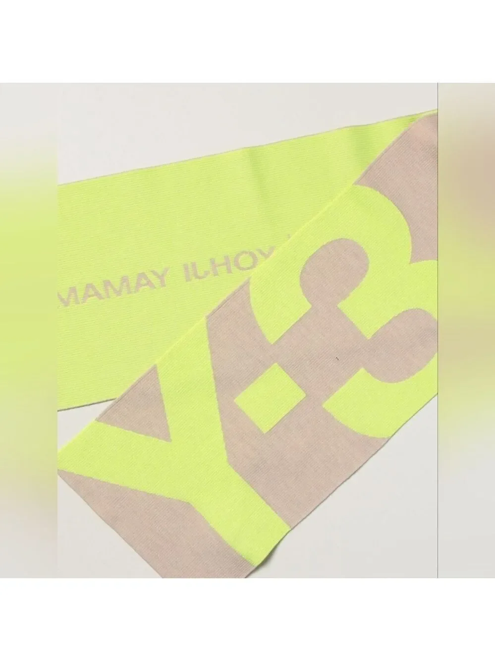 Y-3 Neon Yellow and Beige Unisex Scarf